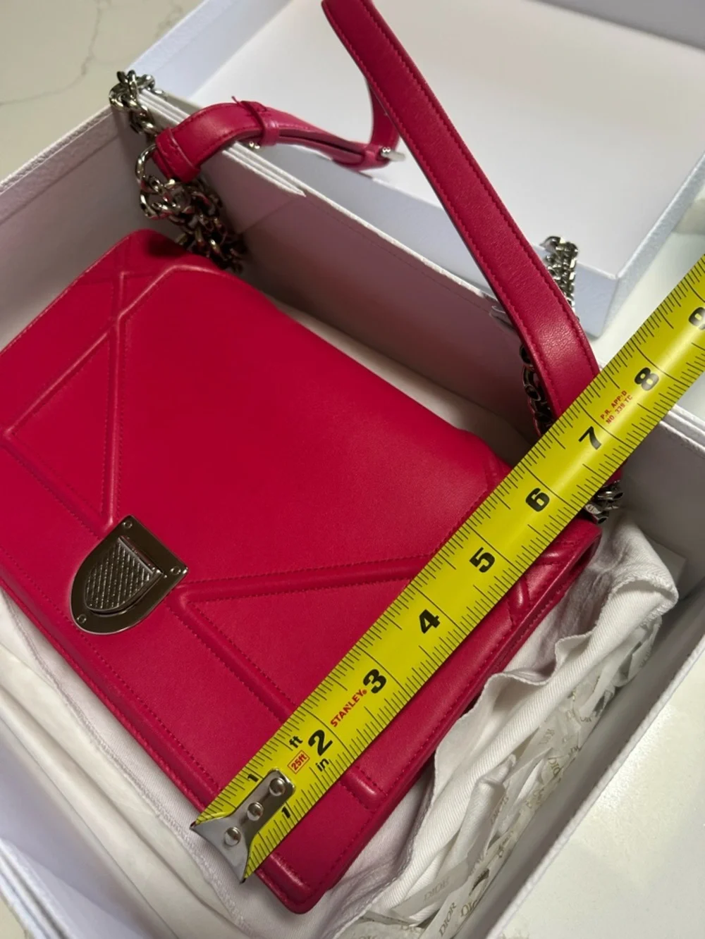 Dior Diorama Magenta Pink with Silver Chain Strap - Picture 12 of 14
